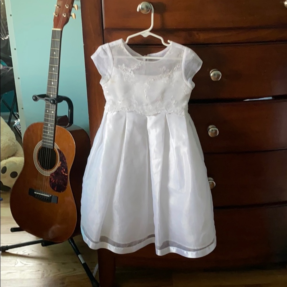 Jenny Annie Dots White Dress With Satin Trim